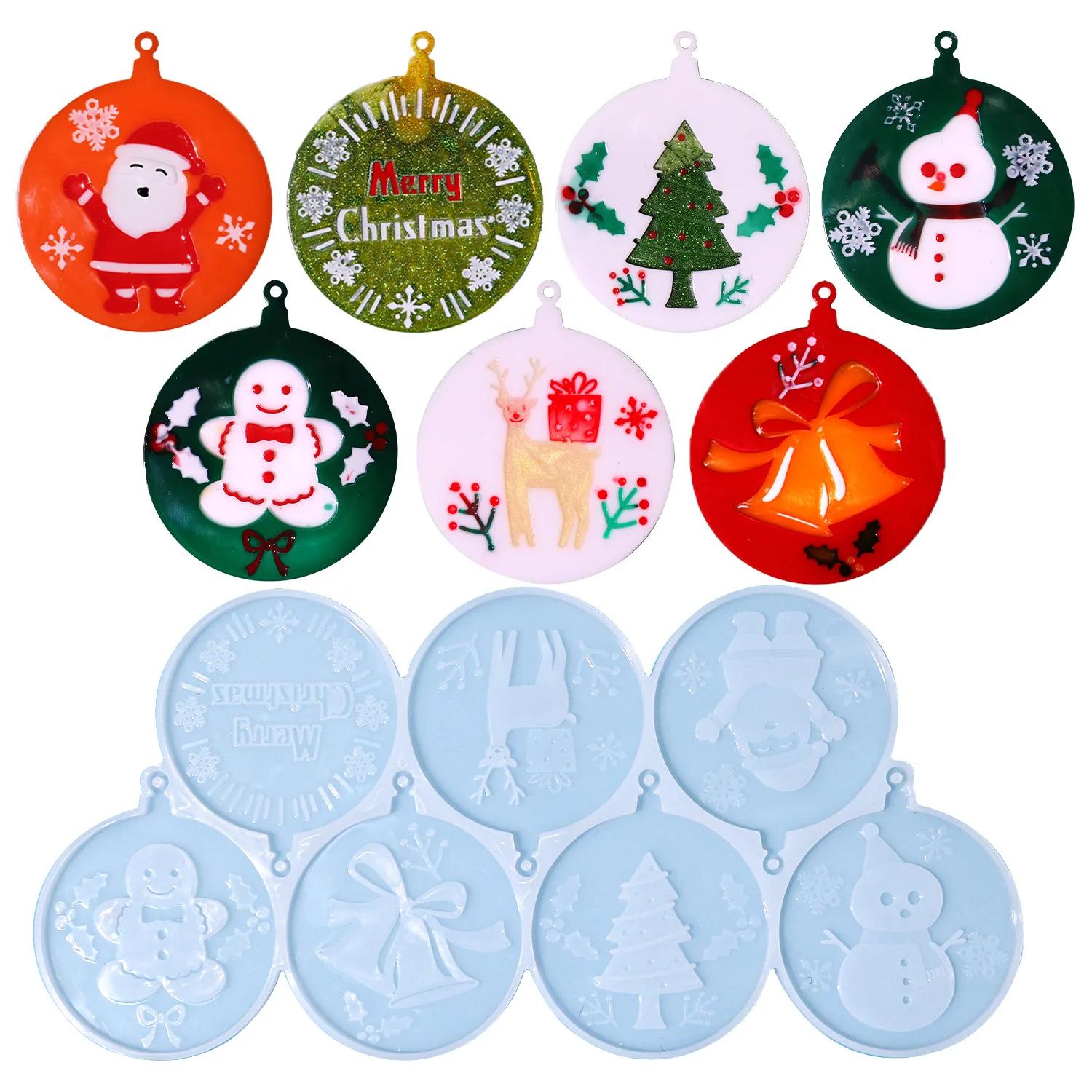 

DIY adhesive Christmas tree decoration resin mold hanging tag bag keychain creative hanging tag silicone mold
