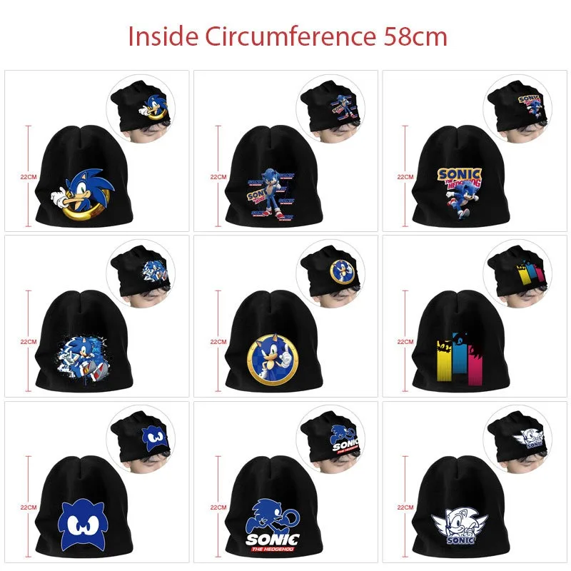 

Sonic The Hedgehog Print Hat Stacking Hat Knitted Pullover Cap Autumn Keep Warm Fashion Boys Hip-Hop Street Stacking Hat Gift