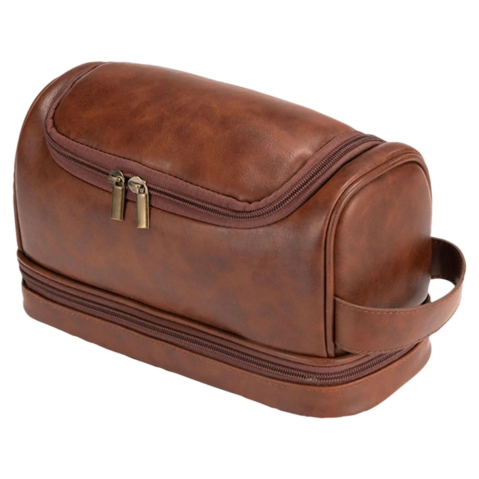 

Toiletry Bag PU Leather Handcrafted Waterproof Large Capacity Unique Gift Cosmetic Case for Men Toiletry Accessories Bathroom