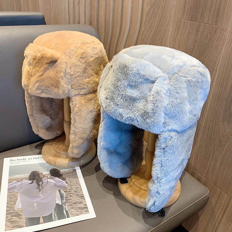 

Женская шапка зимняя утепленная Русская Шапка корейская модная ушанка Регулируемая шапка-ушанка Женская трендовая уличная шапка-бомбер
