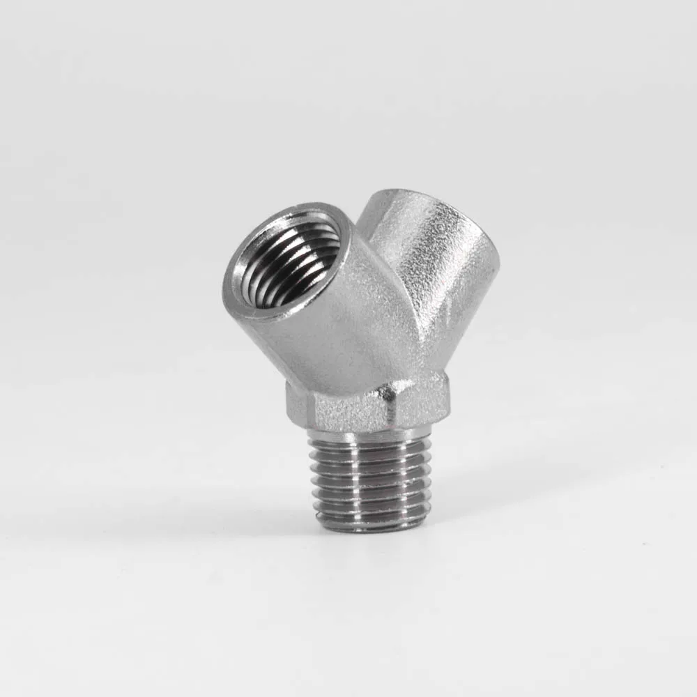 1/4" BSPP NPT weiblich männlich Y-förmiger Splitterblock vernickeltes Messing Rohrverschraubung Anschluss Koppler Adapter Wasser Gas Kraftstoff – Detail 1