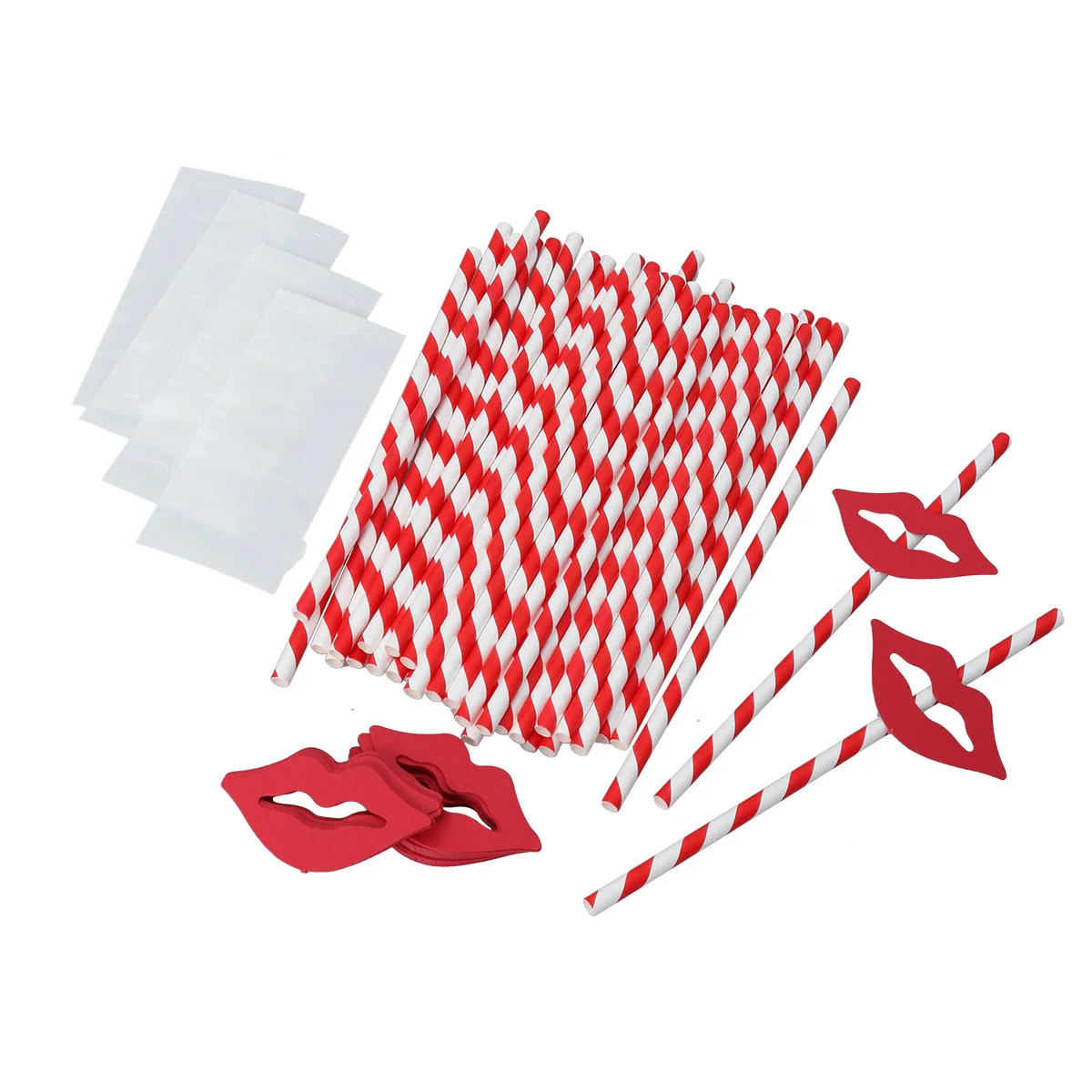 

40 PCS Red Lips and Paper Straws Decorative Cocktail Drinking Straws for Graduation Party Decoration Supplies