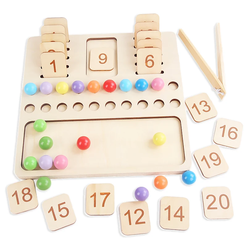 

Kids Learning Math Toy Preschool Teaching Aids Education Game Montessori Wooden Counting Board Beads Tray Number Calculation Toy