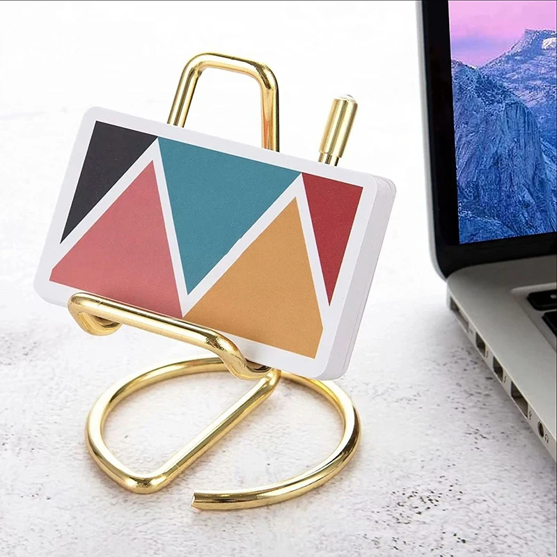 1pcs golden desk phone holder metal business card holders phone rack office supplies desk display stand desk accessories free global shipping