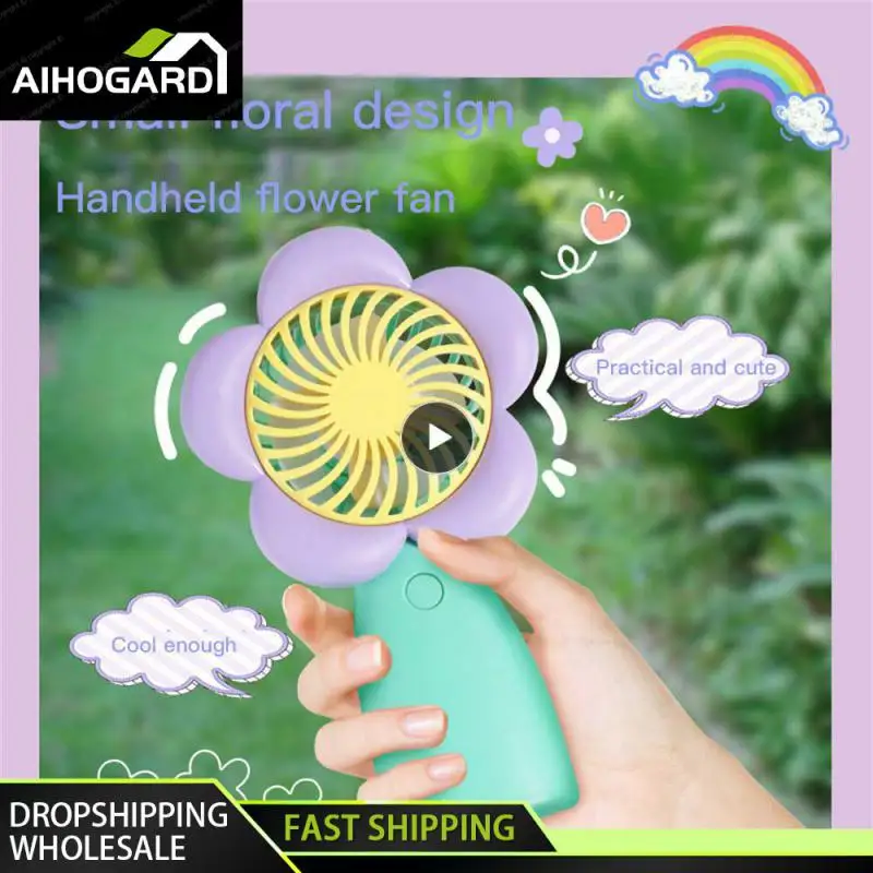 

Air Cooler Strong Wind Encryption Grid Design Cooling Fans White Flower Shape Portable Small Fan Handheld Mini Fan