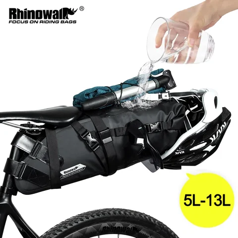 Велосипедная водонепроницаемая сумка-седло Rhinowalk, светоотражающая вместительная Складная задняя Сумка, велосипедный багажник для горного ...