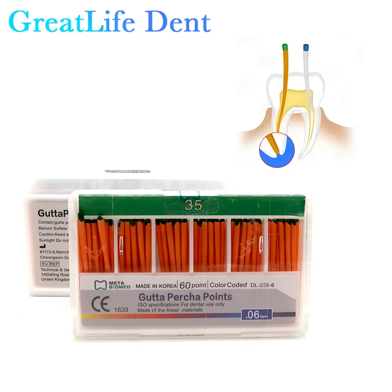 GreatLife Dent Dental Gutta Percha Points 0 02 04 06 Эндокорневые наконечники для обработки корневых