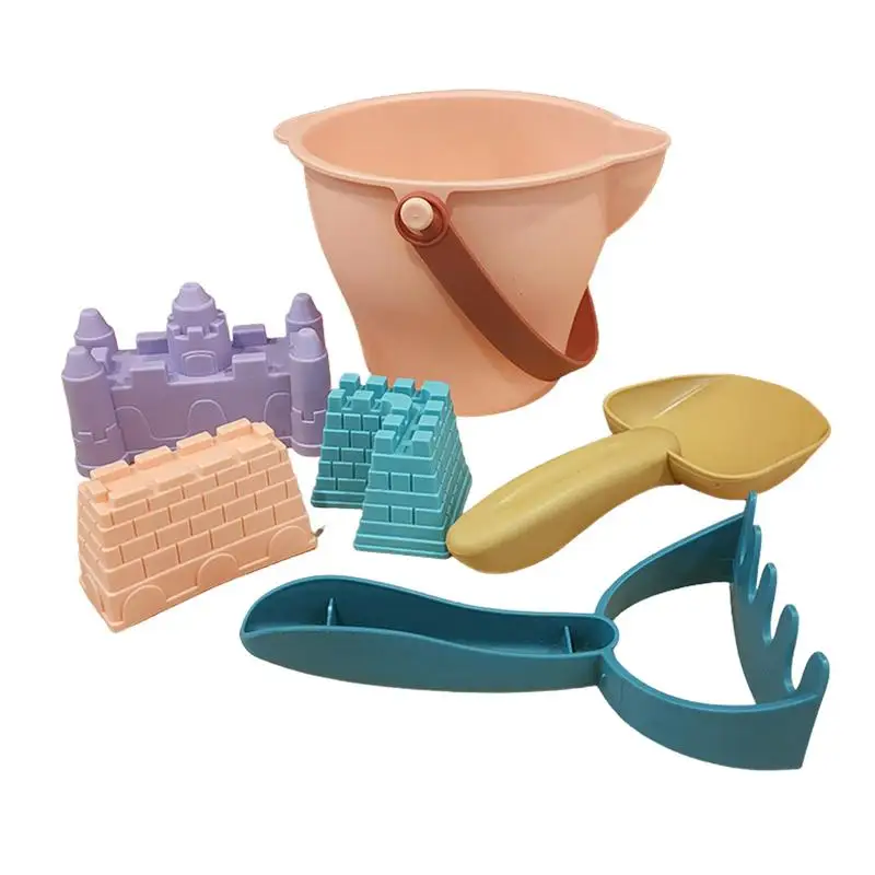 

Beach Bucket Toy Set 6 Pcs Beach Toys For Toddlers 6 Pieces Beach Sand Toys Set Includes Bucket Castle Building Molds Shovels