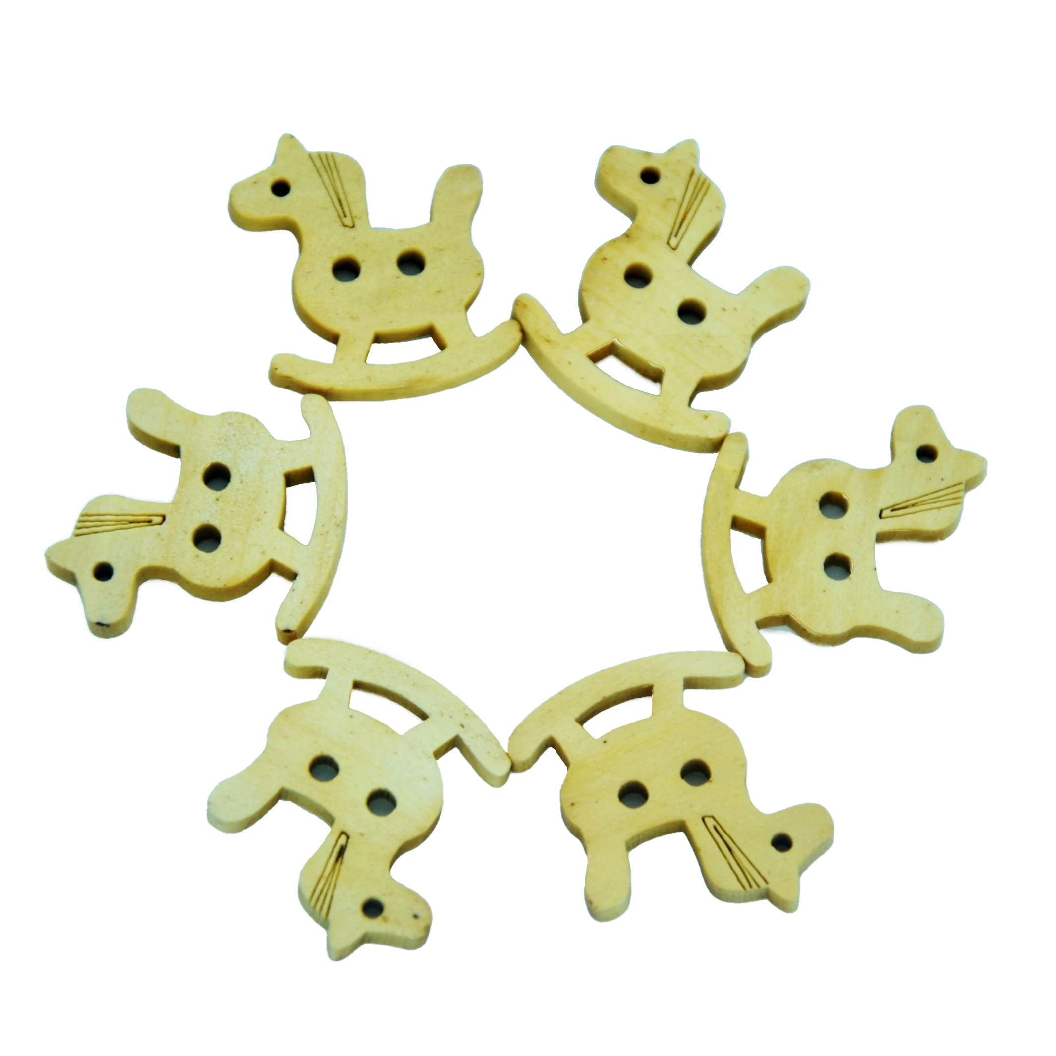 

40Pcs Trojan Horse Shape Wooden Button 2 Hole Zebra Animal style Natural Cartoon Wood Decorative Buttons For Kids Clothing Craft