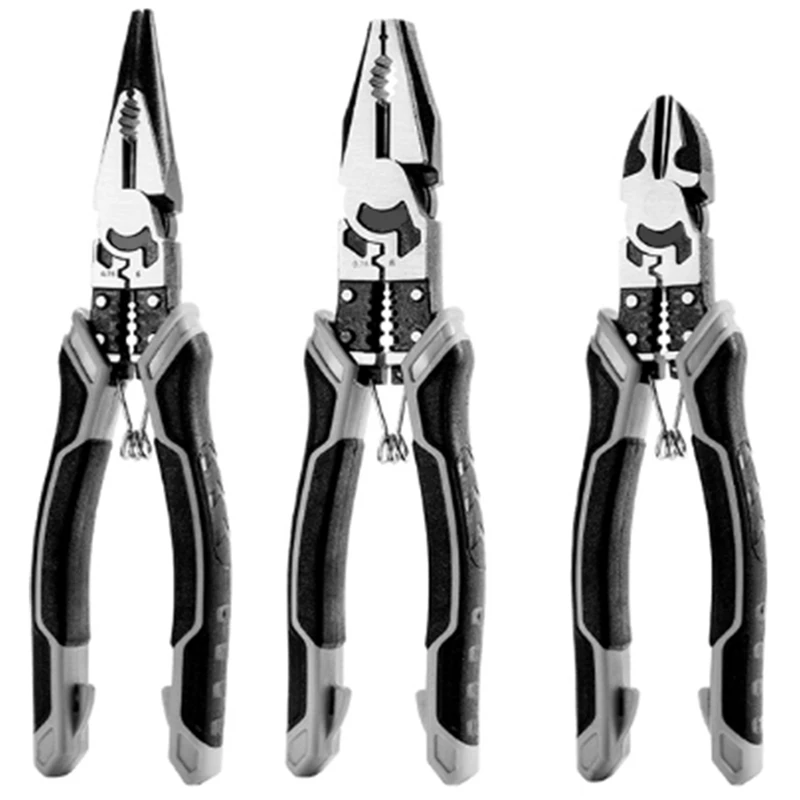 

3-Piece Multifunctional Pliers, Diagonal Pliers, Pliers Electrician Repair Silver & White