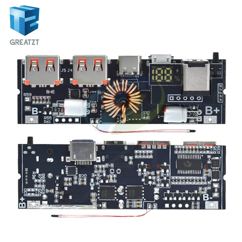 3S 65W 4S 100W 5S 100W Micro Type-C USB Мобильный модуль питания QC4.0 QC3.0 Светодиодный двойной USB PD 18650 Защита цепи быстрой зарядки (art.: 3920ceaaae473) - 3920ceaaae473