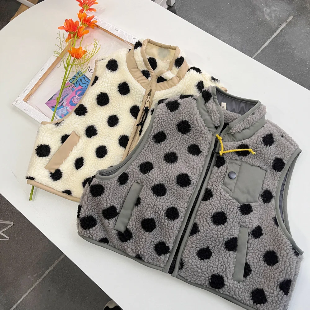 Жилет на молнии для мальчиков и девочек корейский флисовый жилет из ягненка