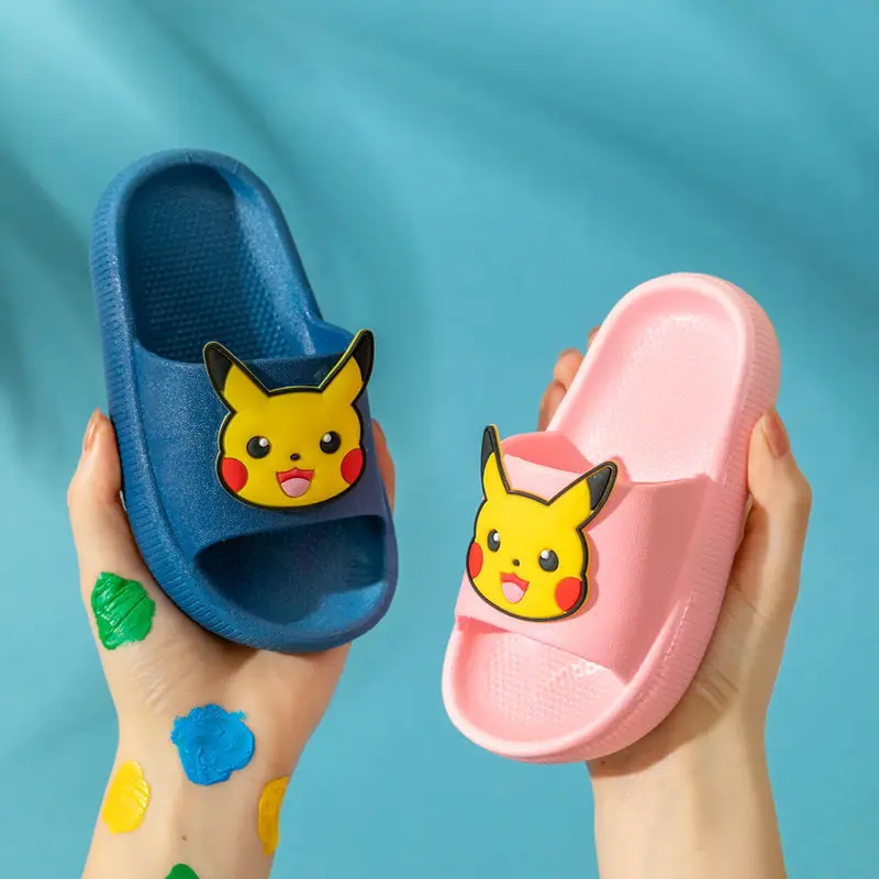 Детские домашние тапочки с покемоном Пикачу Летние Симпатичные мягкие