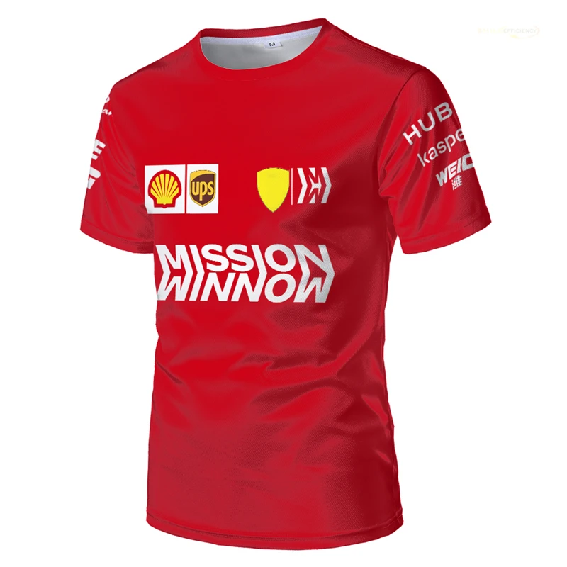 

Formula One F1 Ferrari Out Of Print Team Winnow Red Men Short Sleeve T-shirt Extreme Sports Apparel Children Summer Clothes 6XL