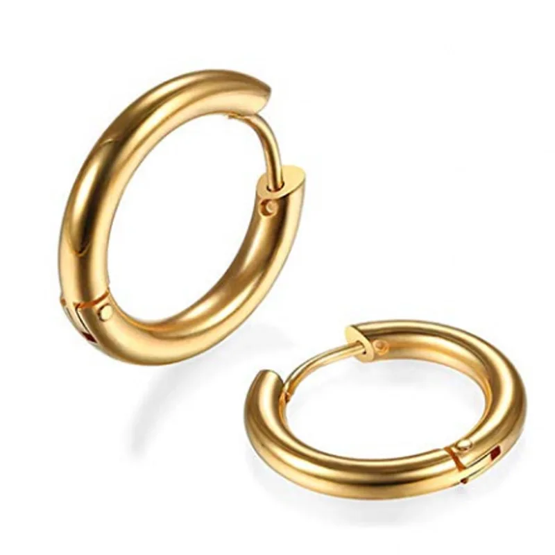 

316L Surgical Stainless Steel Huggie Hoop Earrings 8~20MM Hypoallergenic Earrings Men's Women's Hoop Hinge Cushion Earrings