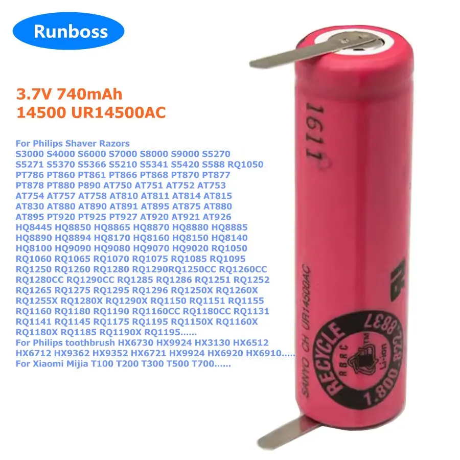 UR14500AC 3 7 В 740 мАч 14500 литиевая батарея для Braun Oral B iO4 iO5 iO6 iO7 iO9 iO8 электрическая зубная