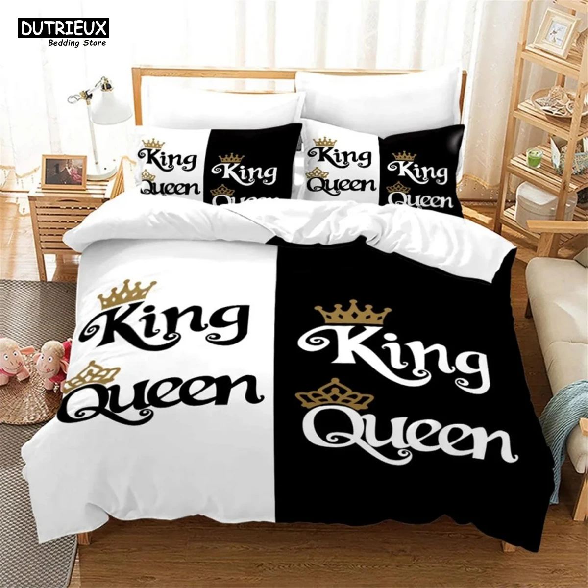 

New Modern White Bedding Set 2/3PCS Soft Polyester Queen King Full Size Duvet Cover Set With Pillowcases Double Couple Bed Linen