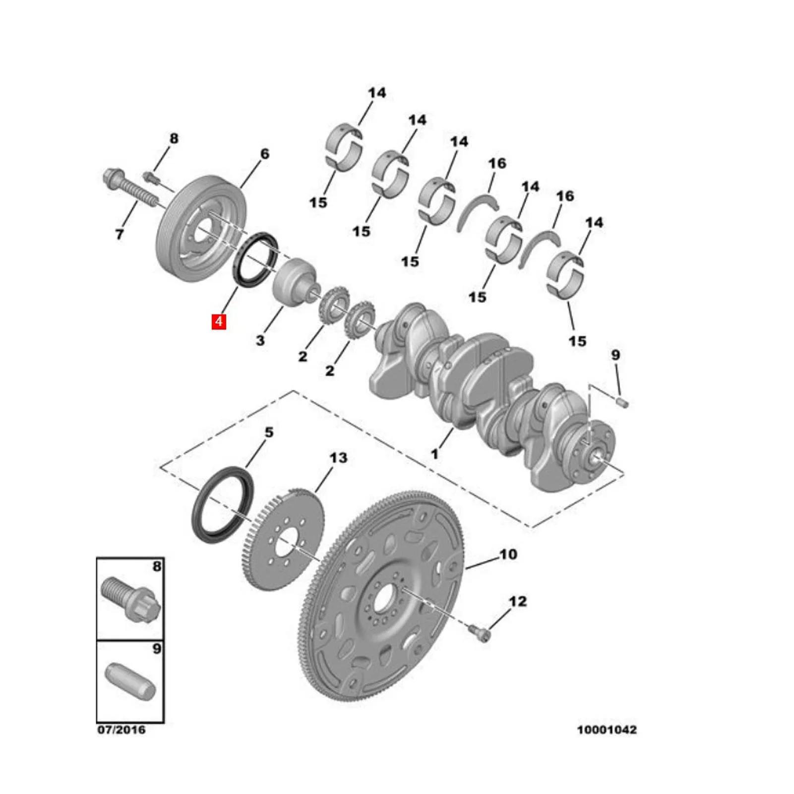 Комплект масляных уплотнений для Peugeot 2008 206 207 3008 301 307 308