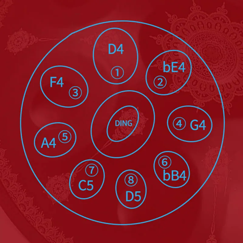 18 Inches 9 Tone Steel Tongue Drum Handmade Meditation Handpan Professional Percussion Tambourine Adults Musical Instruments