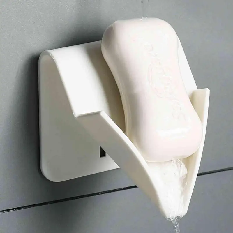 

2pcs Wall Mounted Soap Dish Drain Soap Holder For Bathroom Self Adhesive Soap Dish Plastic Soap Container Bathroom Accessories