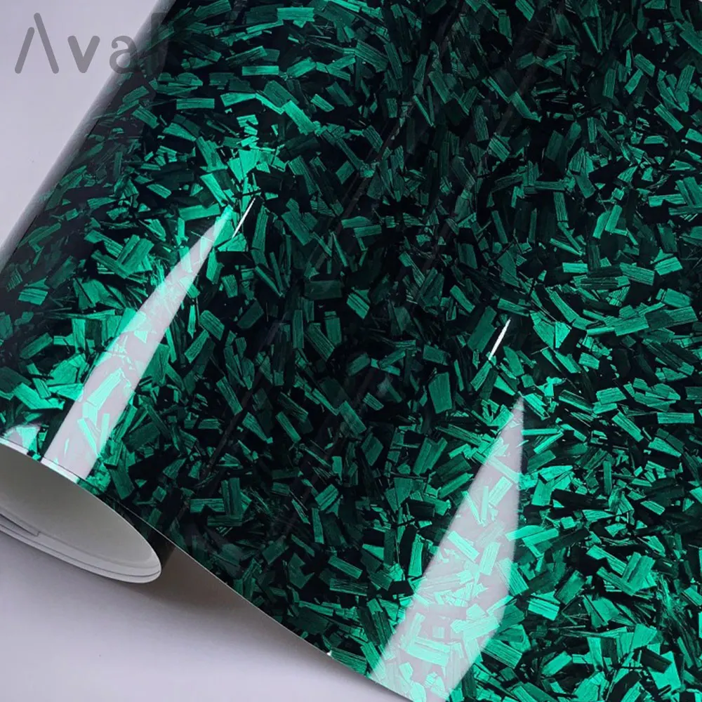 Высокоглянцевая зеленая кованая наклейка из углеродного волокна для автомобиля