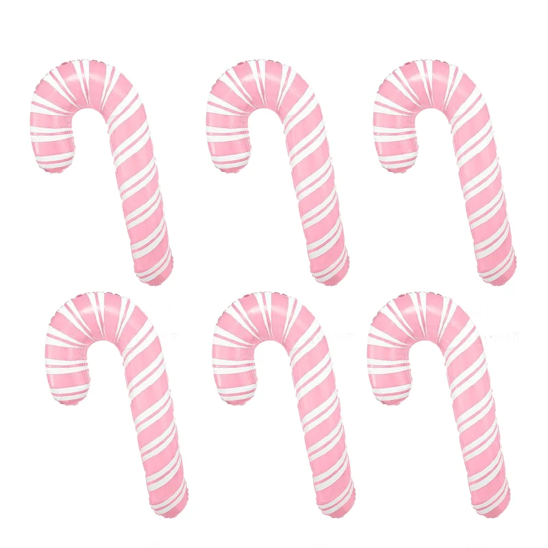

6Pcs Large Christmas Pink Candy Cane Foil Balloon Christmas Windmill Helium Globos Kids Toy New Year 2023 Christmas Decorations