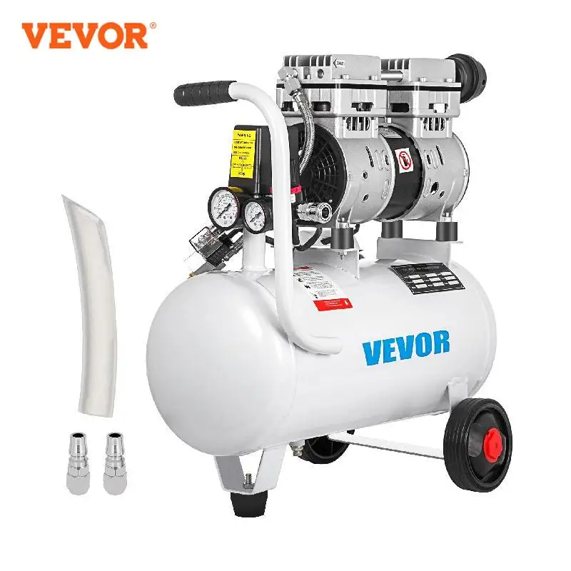 

VEVOR Silent Air Compressor 9/25/30L Portable Oil-free Air Compressor Pump Safe Solenoid Valve Workshop Repair Tire Inflation