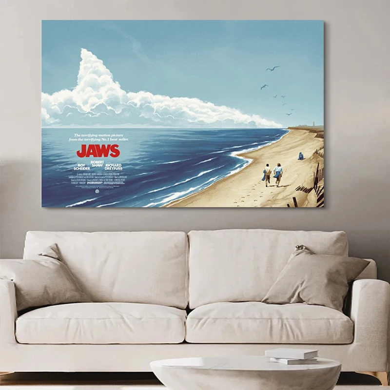 

JAWS Shark American Classic Horror Movie Film Classic Art Canvas Painting Printed Posters for Room Wall Decoration Cuadros