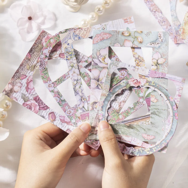 

10 pieces Handbook decorative material package hollow border flowers scene sticky notes literature fashion multi-shape 6 models