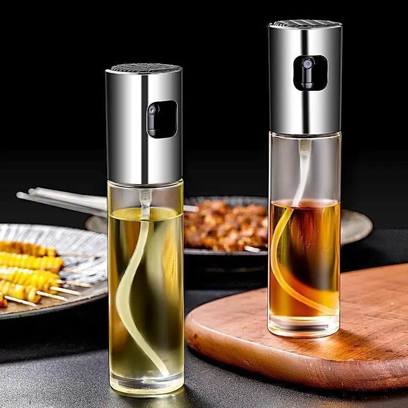 

Kitchen Cooking Oil Spray Kitchen Household Pressed Glass Oil Pot 100ml Stainless Steel Spray Bottle Spray Olive Oil Sprayerl