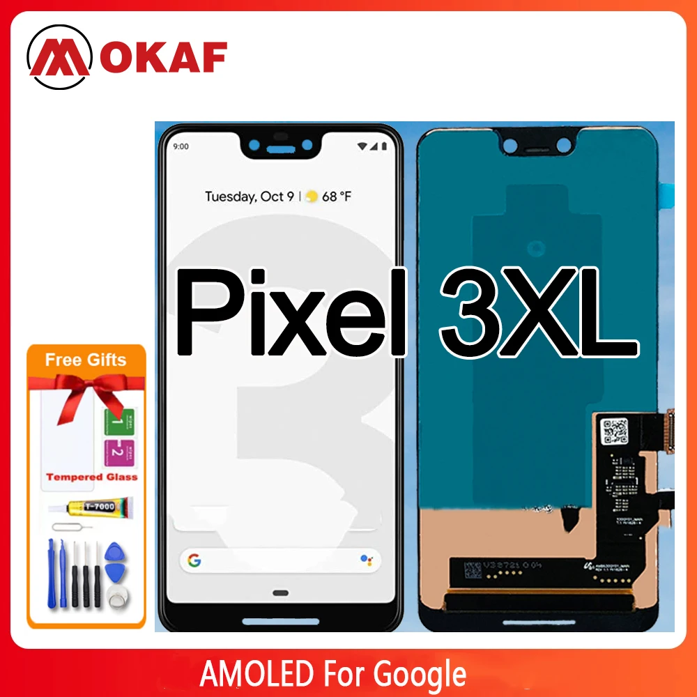 OKANFU New Original Amoled Screen For Google Pixel 3XL LCD Display Touch Digitizer Screen For Google Pixel 3 XL LCD Screen Repla
