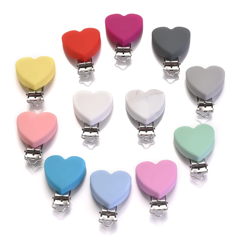 

Силиконовый зажим в форме сердца для детского прорезывателя, прорезывателя, соски-пустышки, зажим «сделай сам» для жевания, игрушки для ухода за ребенком, держатель для пустышки, цепочка