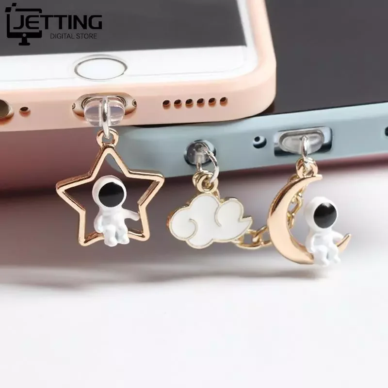 

Astronaut Dust Plug Charm Cute Charge Port Anti Dust Plug Kawaii Usb Type C Plug For iPhone Earphone Jack Stopper Cap Pendant