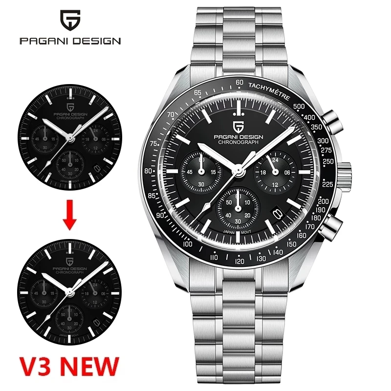 

PAGANI DESIGN New Mens Watches Luxury Quartz Watch For Men Chronograph Sapphire Glass Waterproof VK63 Movt Business Wristwatch
