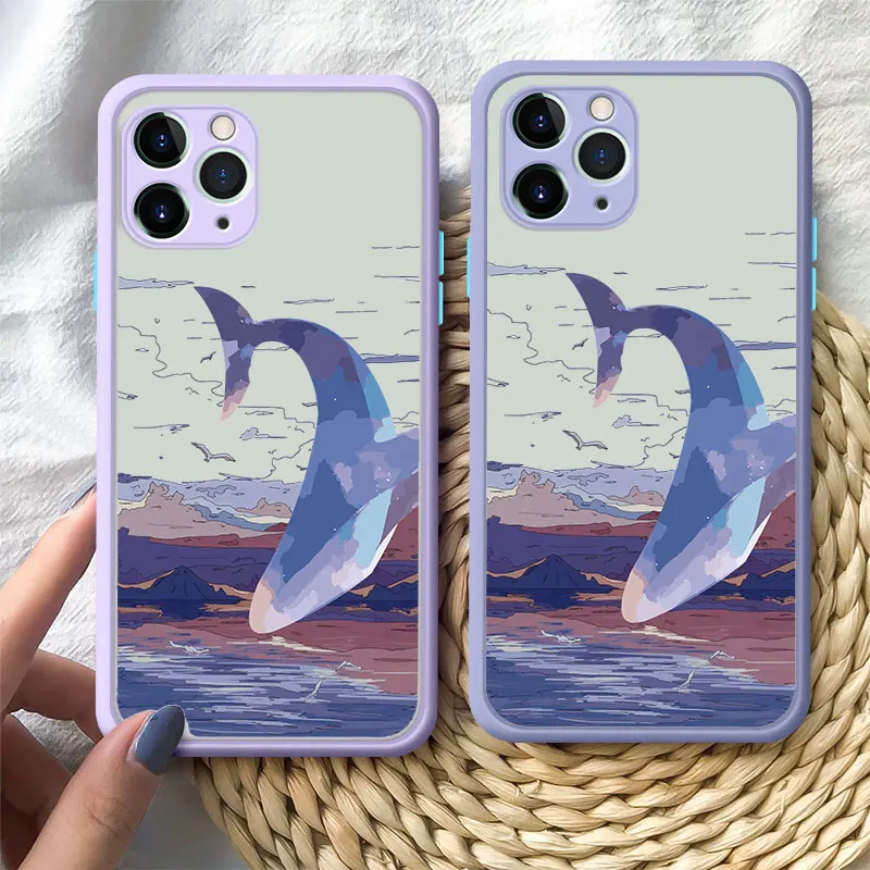 

Fantasy Whale Phone Case For iPhone 14 13 12 11 Pro Max Mini X XR XS SE2 8 7 Plus Anime Colourful Whales Cloud shockproof Covers