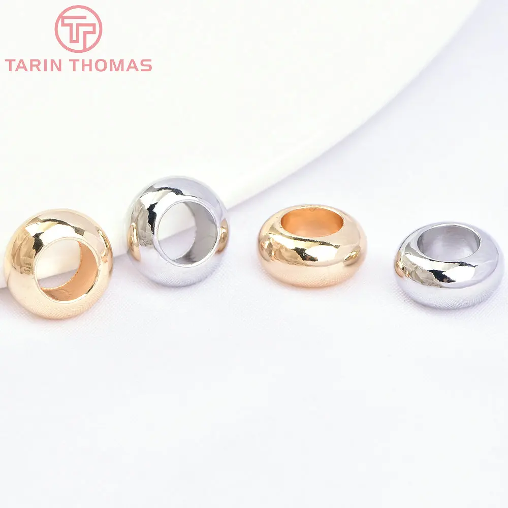 

(2924) 10PCS 10x5MM Hole 4.5MM 24K Gold Color Brass Bracelet Wheel Spacer Beads High Quality Diy Jewelry Accessories