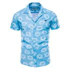 Рубашка AIOPESON мужская из 100% хлопка и льна, повседневная с коротким рукавом и цветочным принтом, Гавайская футболка, лето
