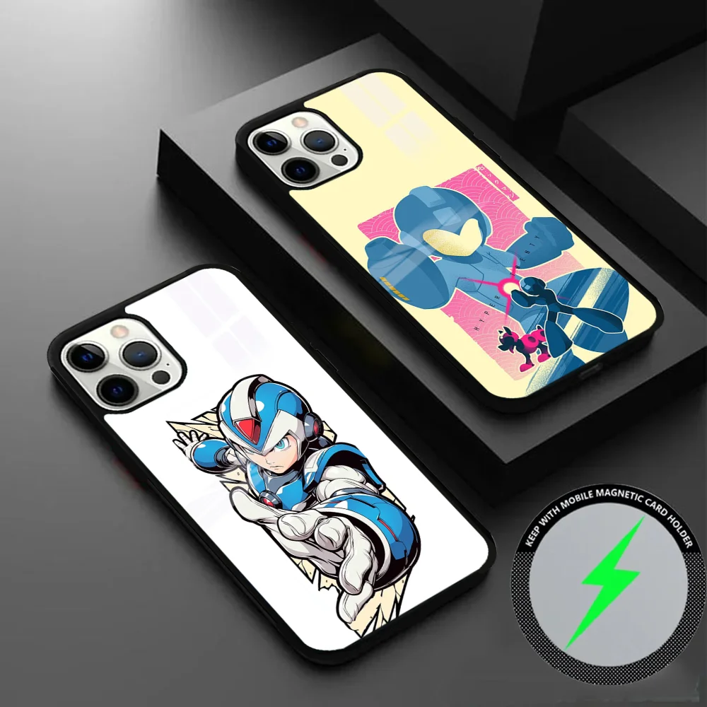 Чехол для телефона Manga Games Megaman X iPhone 16 15 14 13 12 11 Pro Max Plus Mini Magsafe Mirror беспроводной