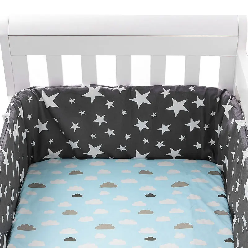 

baby nursery Nordic Stars Design Baby Bed Thicken Bumper One-piece Crib Around Cushion Cot Protector Pillows Newborns Room Decor