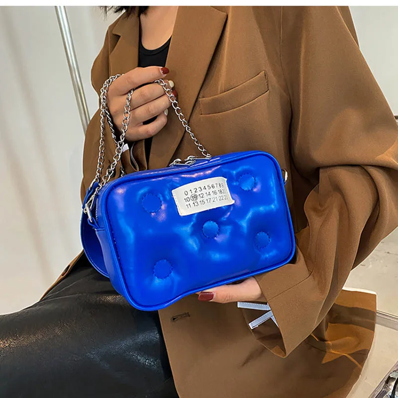 

2021 Winter New Chain Shoulder Bag for Women Luxury Handbag Cotton Fashion Crossbody Small Square Bag Women Clutches Purse