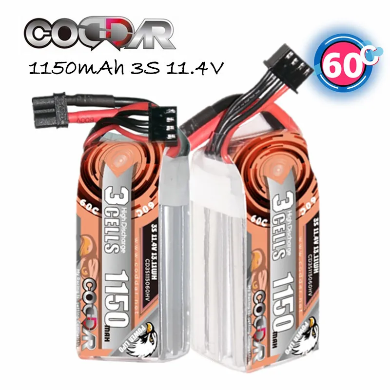 

2PCS CODDAR 3S Lipo Battery 11.4V 1150mAh 60C With XT30 XT60 Plug For RC FPV Airplane Quadcopter Helicopter Drone HV Batteries