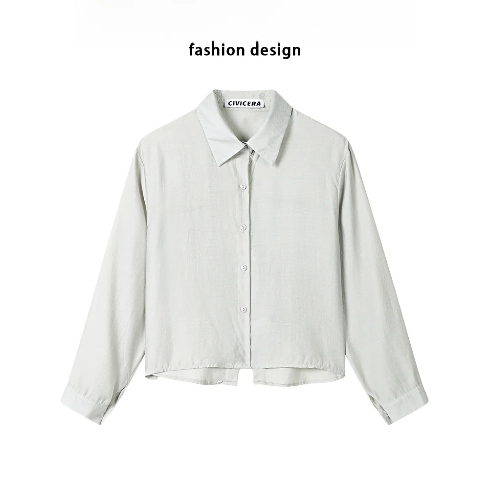 Рубашка Civicera Design Sense с разрезом сзади короткая женская летняя Тонкая