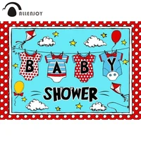 allenjoy cartoon baby shower backdrop kite clothes birthday party sky cloud kids banner red dots decor photocall background