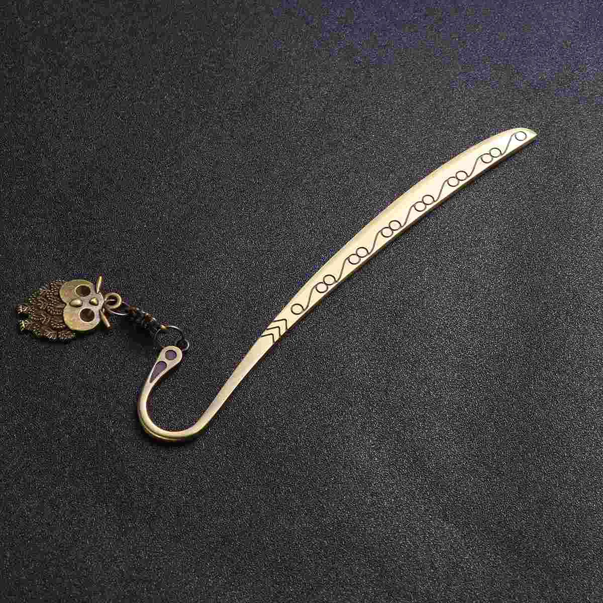 

1Pc Animal Pendant Metal Bookmark Creative Vintage Pattern Bookmark Stationery Supplies for Office School (Owl Pendant)