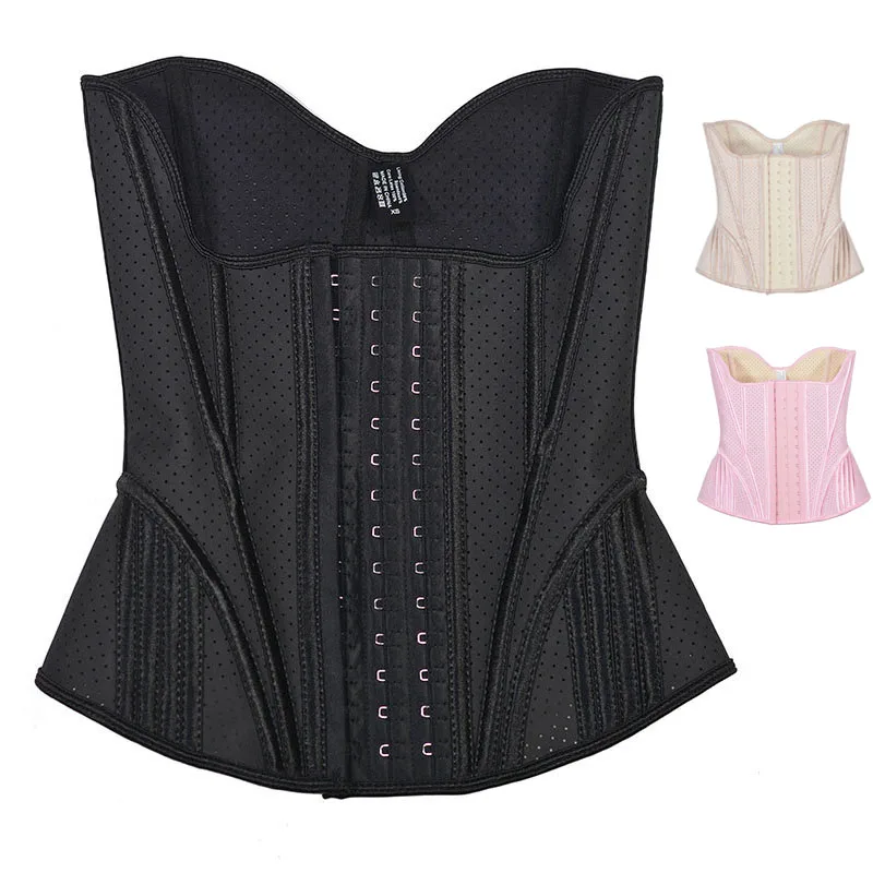 

11 inch Latex Waist Trainer Corset Breathable 18 Spiral Steel Boned Underbust Corsets and Bustiers Slimming Body Shaper Fajas