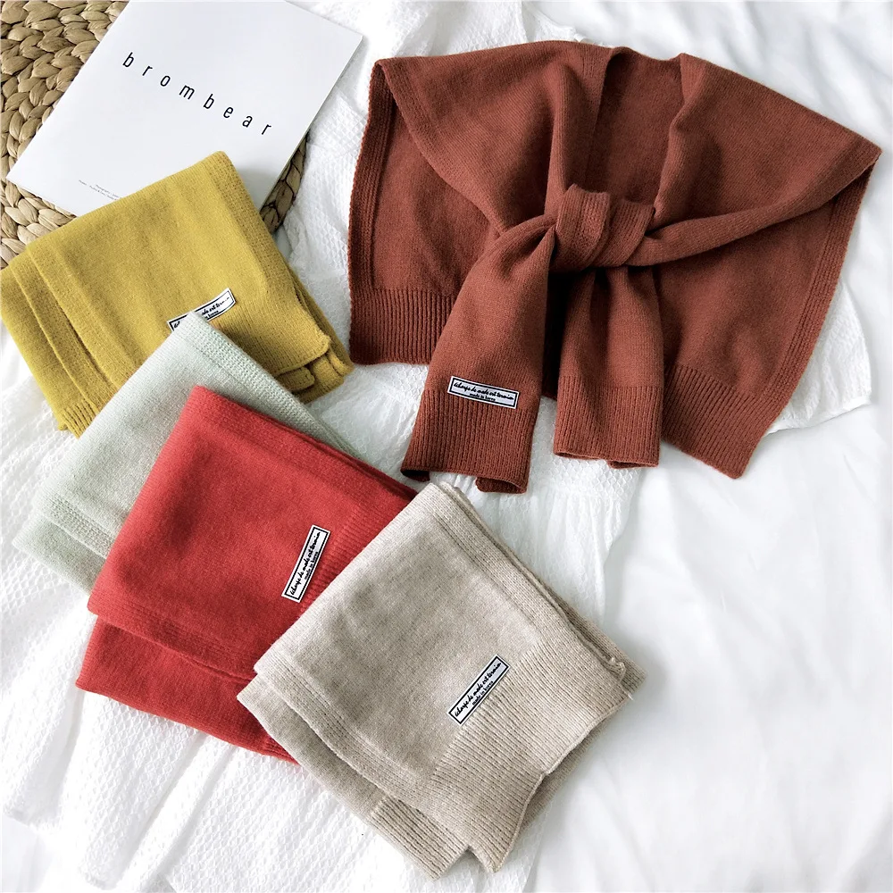 

Sitonjwly трикотажный шарф женский весна-осень женская блузка с отворотом свитер Маленькая шаль ложный съемный воротник