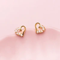 heart stud earrings jewellery new uk womens girls sterling silver crystal