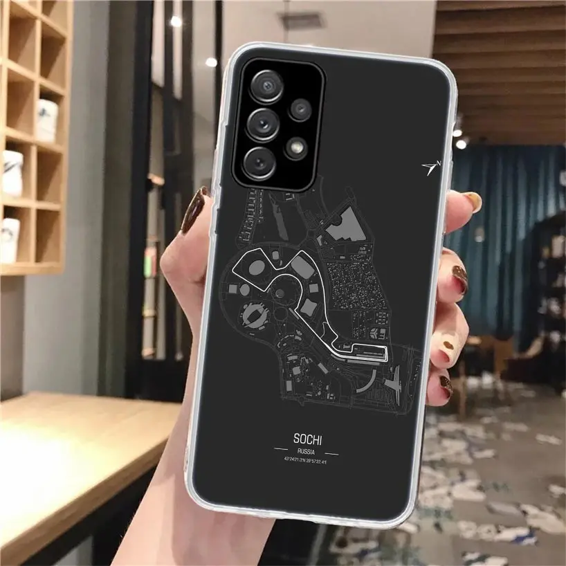 Мягкий чехол для телефона F1 Race Circuits Samsung Galaxy A14 A13 A12 A15 A54 A53 A52 A55 A34 A33 A32 A35 A24 A23 A22 A25 A04S