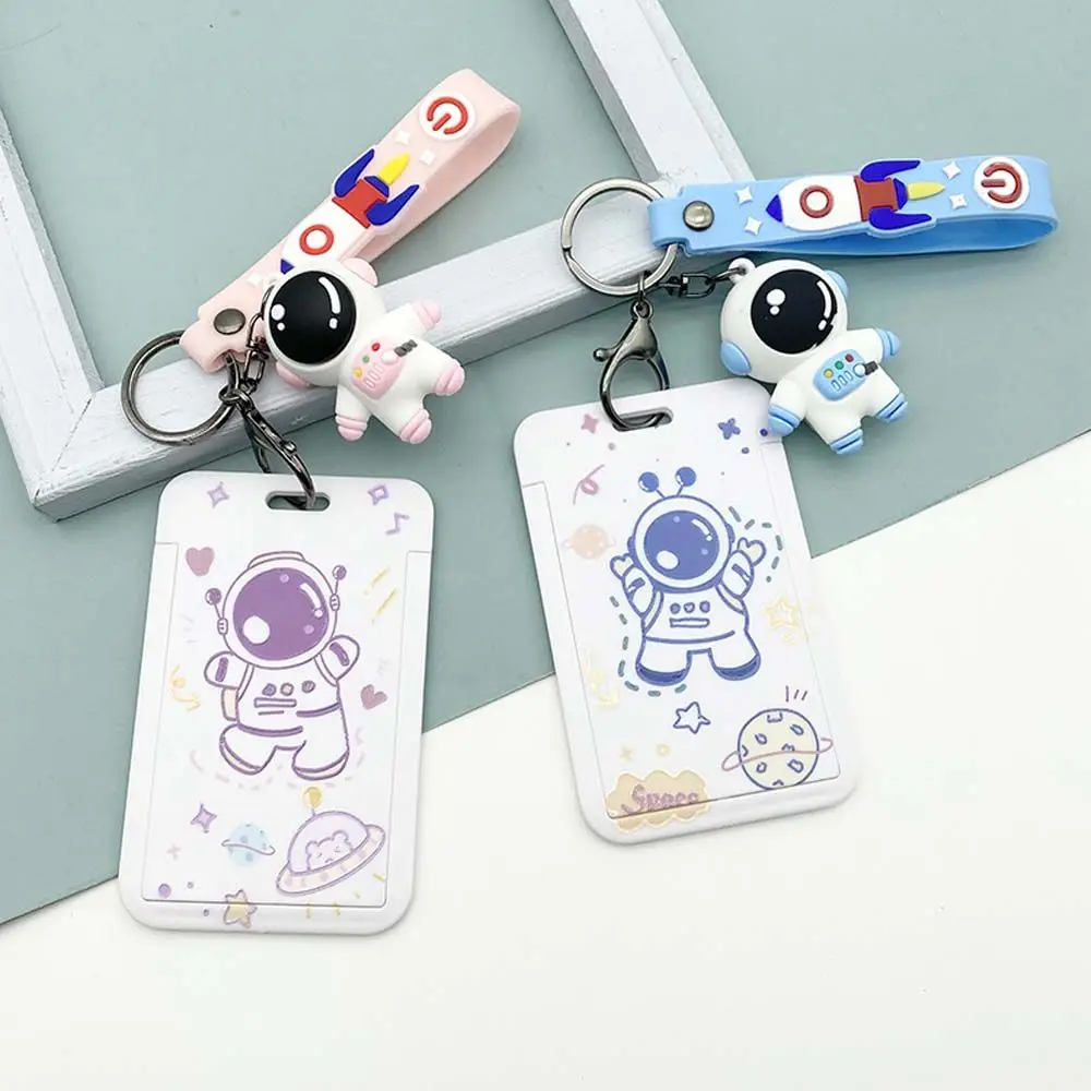 

High Quality Astronaut Pattern Lanyard Card Sleeve Cute Astronaut Pendant Student ID Card Set Creative Card Holder Rice Card Set