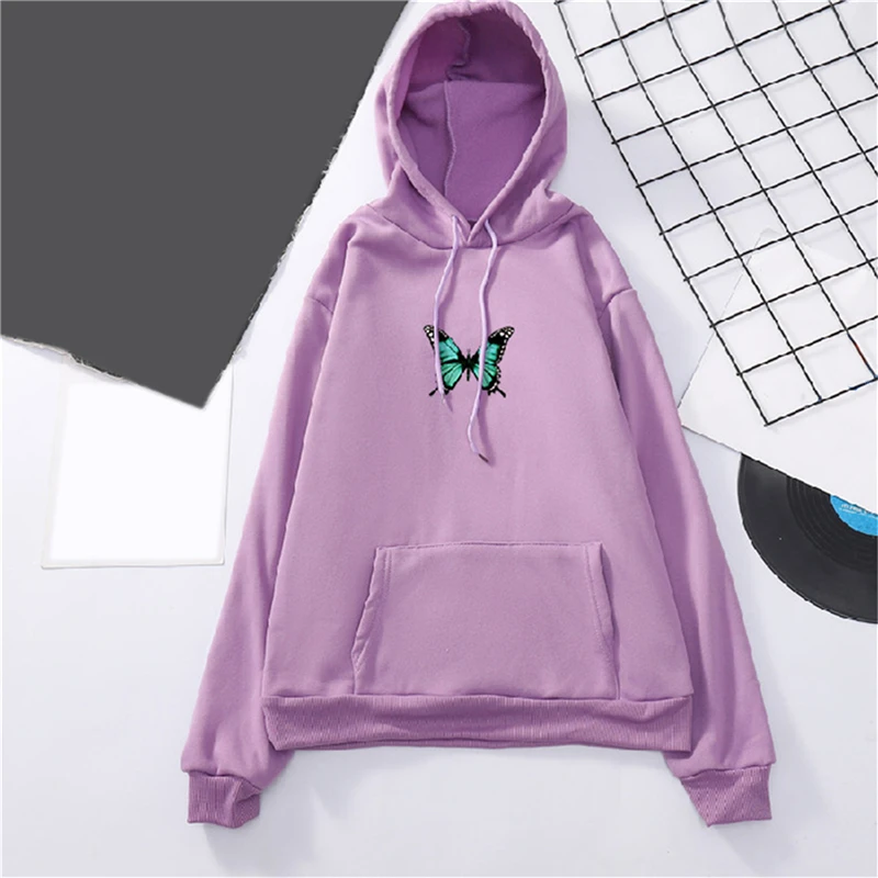 

Winter Butterfly Print Women Hoodies Loose Ins Sweatshirt For Women Aesthetic Oversized Hoodie Clothes Streetwear